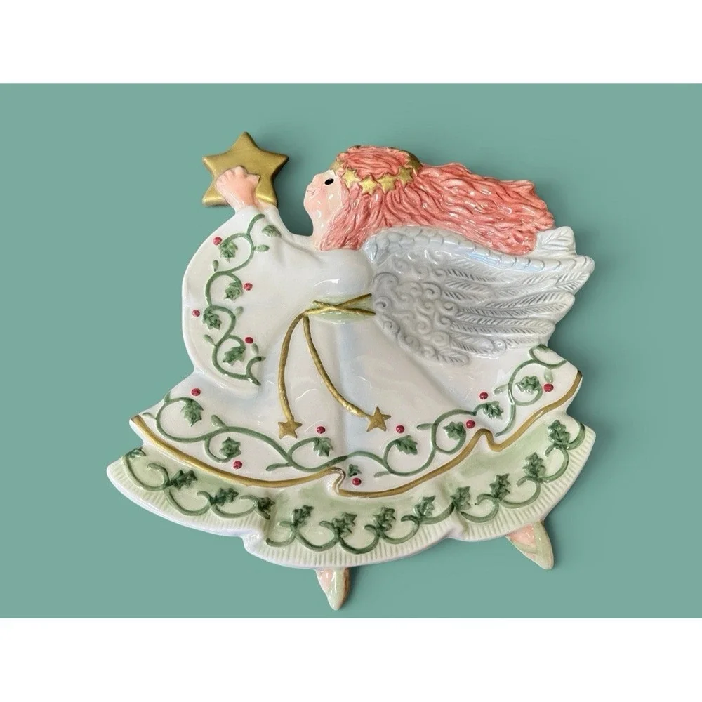 Fitz & Floyd Essentials Moonbeams Angel Canape Serving Decorative Plate 2003 Vtg